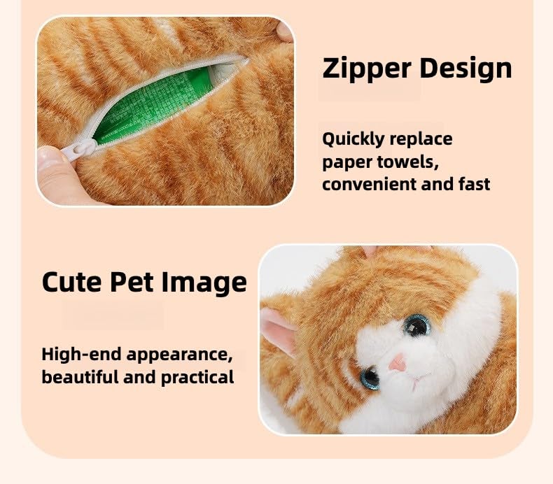 WASTROYAL Cute Cat Car Tissue Box Cover with Plush Doll, Hanging Vehicle Interior Organizer, Adorable Auto Decoration & Practical Accessory (Pink) - Image 5