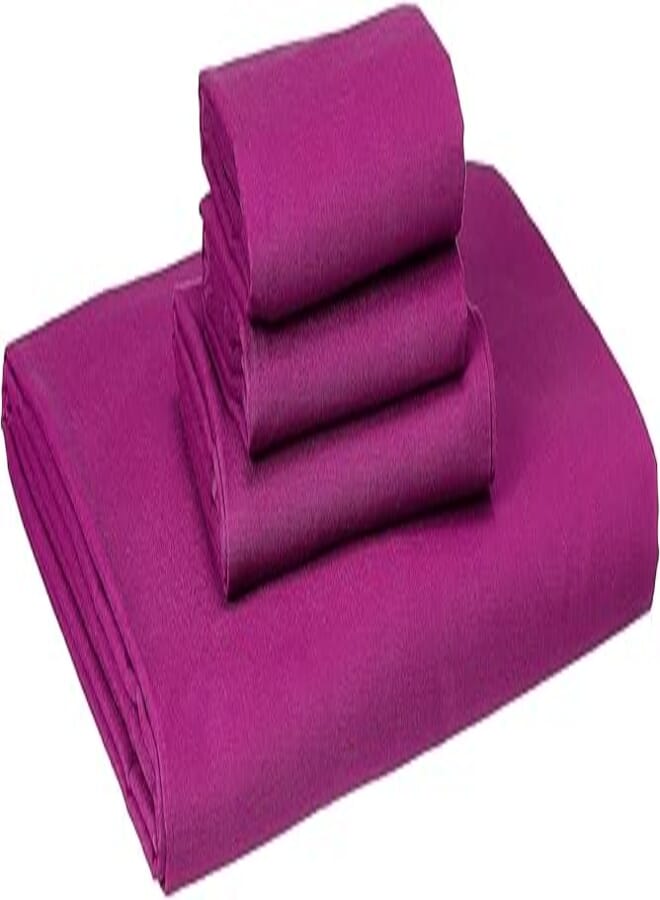 NICE HOME Flat Bed Sheet Set - 3 Pillow Cases and 1 Bed Sheet - Size 160x200cm Burgundy 4.0 Piece