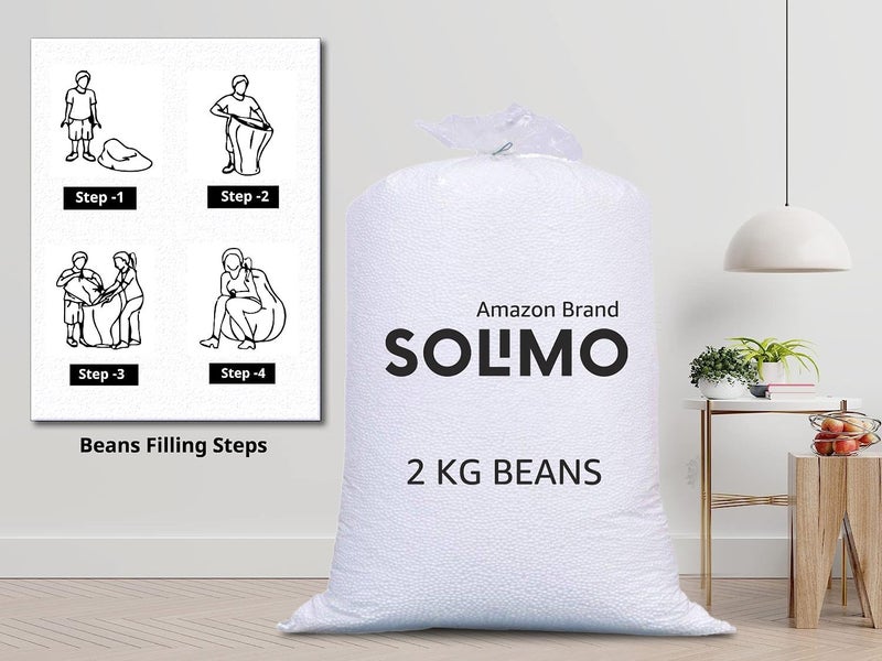 Brand - Solimo Solimo Bean Bag 2 kg Refill Pack Quick Easy to Fill 35D x 70 W x 30H cm White - Image 2