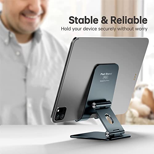 TOPGO Adjustable Cell Phone Stand, [Fully Foldable & Wide Compatibility] Desktop Stand Holder with Charging Port for iPhone, iPad, Kindle, Tablets, Switch - Grey - Image 4