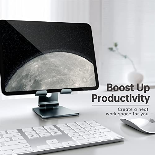 TOPGO Adjustable Cell Phone Stand, [Fully Foldable & Wide Compatibility] Desktop Stand Holder with Charging Port for iPhone, iPad, Kindle, Tablets, Switch - Grey - Image 2