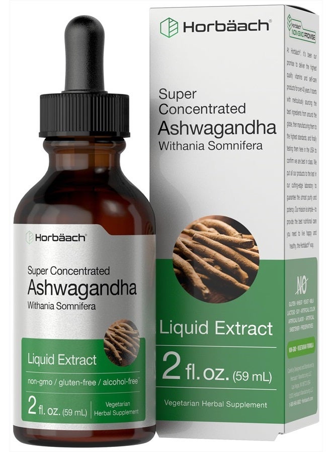 Horbaach Ashwagandha Root Liquid Extract | 2 fl oz | Alcohol Free Tincture | Vegetarian, Non-GMO, Gluten Free Supplement - Image 1