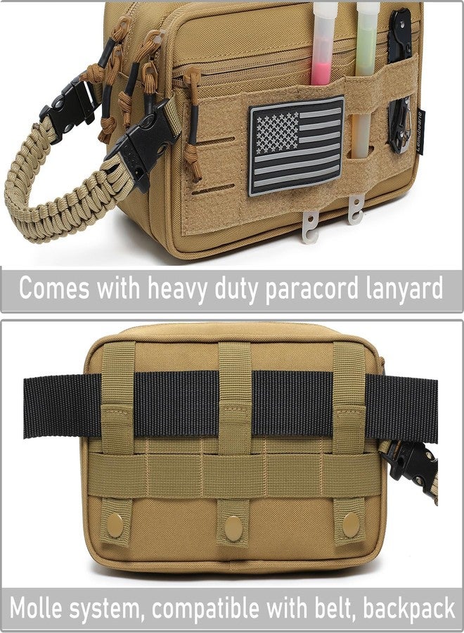 Lemubeane Tactical Toiletry Bag for Men Dry Wet Separate Dopp Kit Travel Hygiene Bag EDC Utility Tool Molle Pouch Mens Shaving Kit Travel shower Bags (Khaki) - Image 2