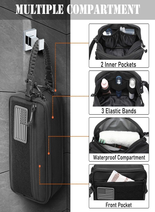 Lemubeane Tactical Toiletry Bag for Men Dry Wet Separate Dopp Kit Travel Hygiene Bag EDC Utility Tool Molle Pouch Mens Shaving Kit Travel shower Bags (Khaki) - Image 3