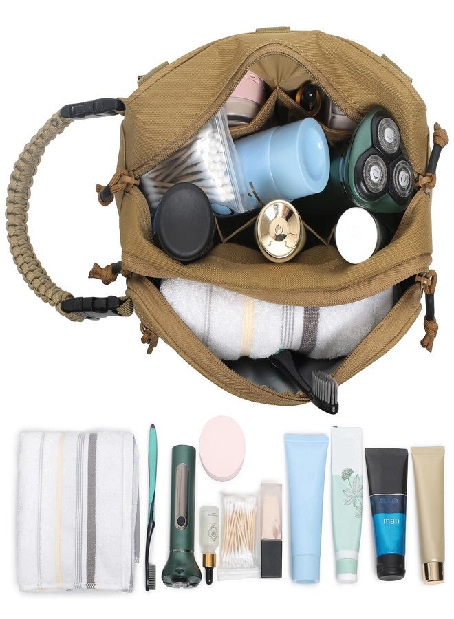 Lemubeane Tactical Toiletry Bag for Men Dry Wet Separate Dopp Kit Travel Hygiene Bag EDC Utility Tool Molle Pouch Mens Shaving Kit Travel shower Bags (Khaki) - Image 4