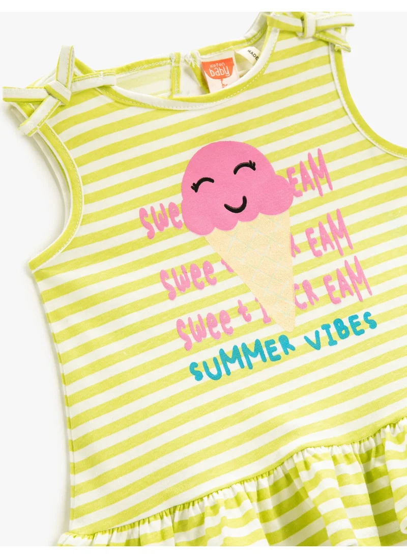 KOTON Printed Ruffle Top Sleeveless Cotton