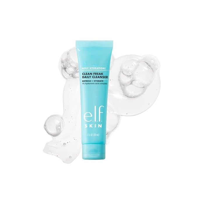e.l.f. SKIN Holy Hydration! Clean Freak Daily Cleanser Mini, Gentle Hydrating Face Cleanser, Made With Hyaluronic Acid, Vegan & Cruelty-Free, 1 fl oz