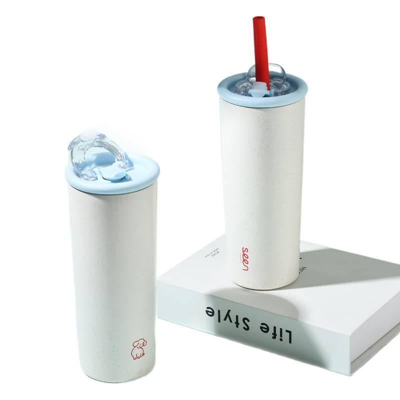 650 ml Stainless Steel Coffee Mug Straw Lid with Grab Handle - Image 5