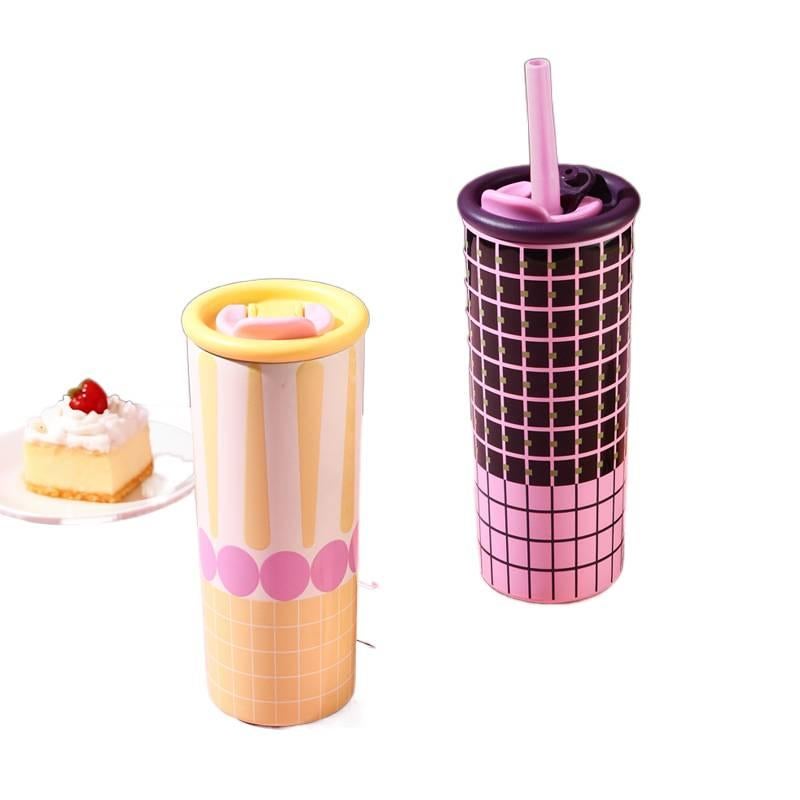 650 ml Stainless Steel Coffee Mug Straw Lid with Grab Handle - Image 3