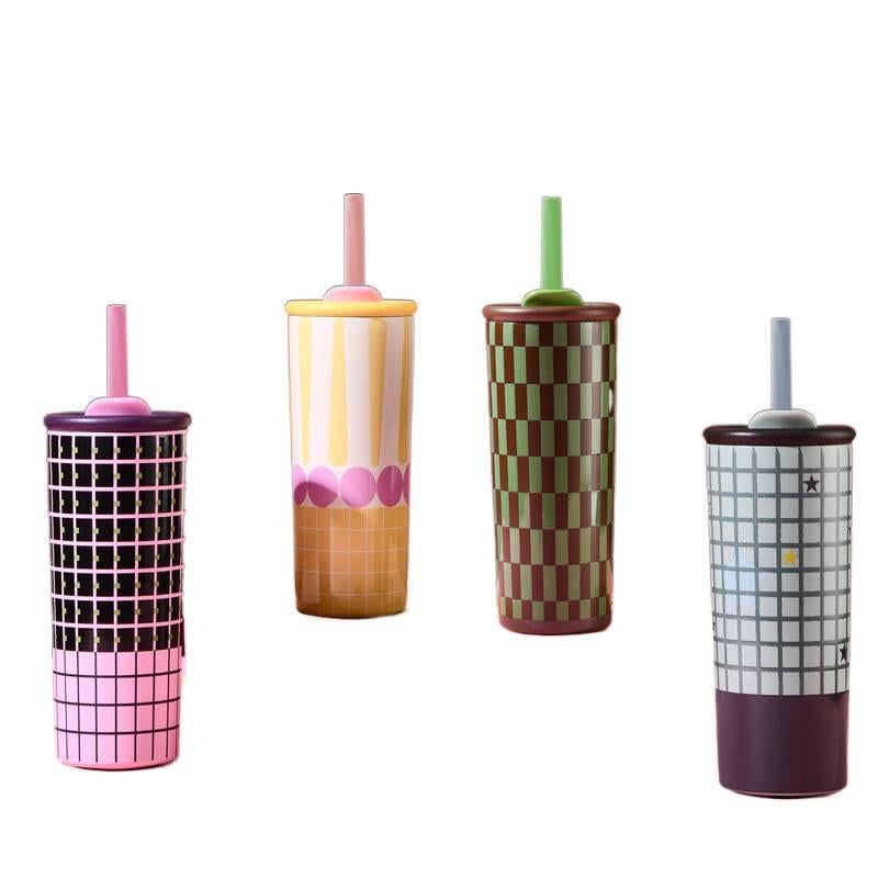650 ml Stainless Steel Coffee Mug Straw Lid with Grab Handle - Image 2