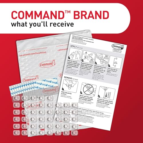 Command Indoor Mini Light Clips, Damage Free Hanging Christmas Light Clips, Mini Wall Clips for Hanging Indoor Christmas Decorations, Lights and Cables, 45 Clear Clips and 54 Command Strips - Image 3