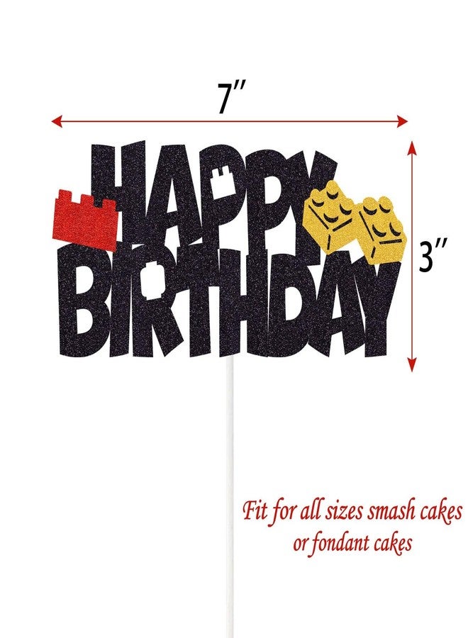 Confetti! Building Blocks Cake Topper - Glittery Happy Birthday Cake Decoration - Perfect for Color Building Brick Theme Birthday Baby Shower Party Supplies! - Image 3