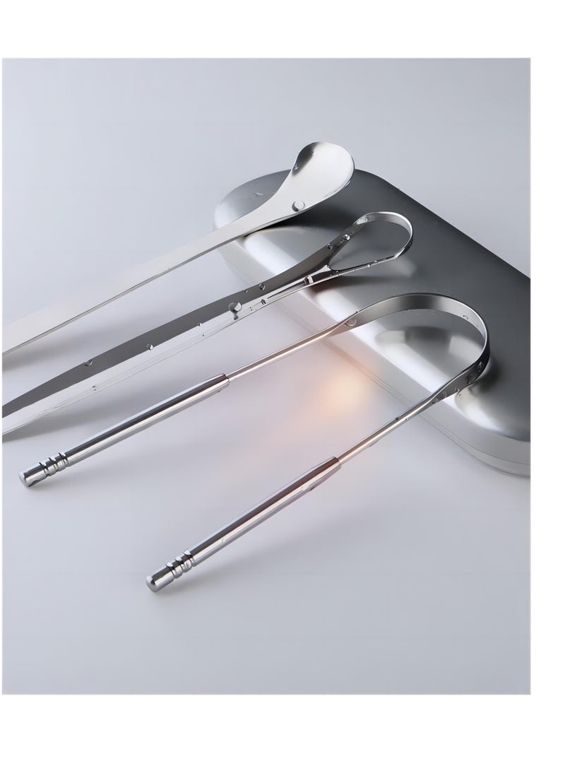Fresh Up 3-Piece Stainless Steel Oral Tongue Cleaner Silver - Image 3