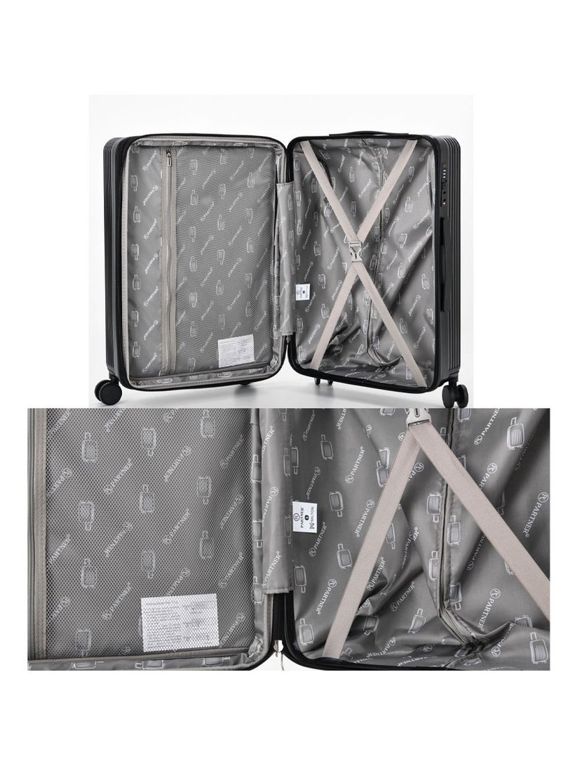 PK 3 PCS TROLLEY LUGGAGE FRONT OPEN POLY CARBON MATERIAL, LUGGAGE SUITCASE SET AND CABIN LUGGAGE BAG SET BLACK COLOUR - Image 3