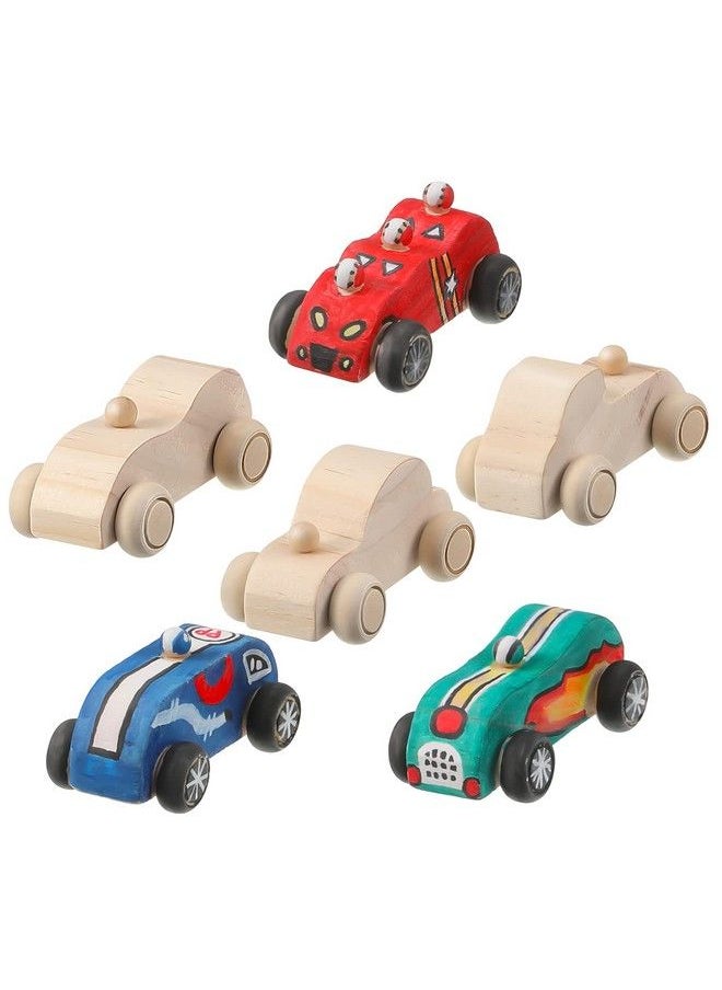 Zhanmai 6 Pieces Unfinished Wood Cars Wooden Race Car Wood Diy Car Toys Wooden Car Crafts For Students Home Activities Craft Projects Easy Woodworking And Family Time Set  - Image 2