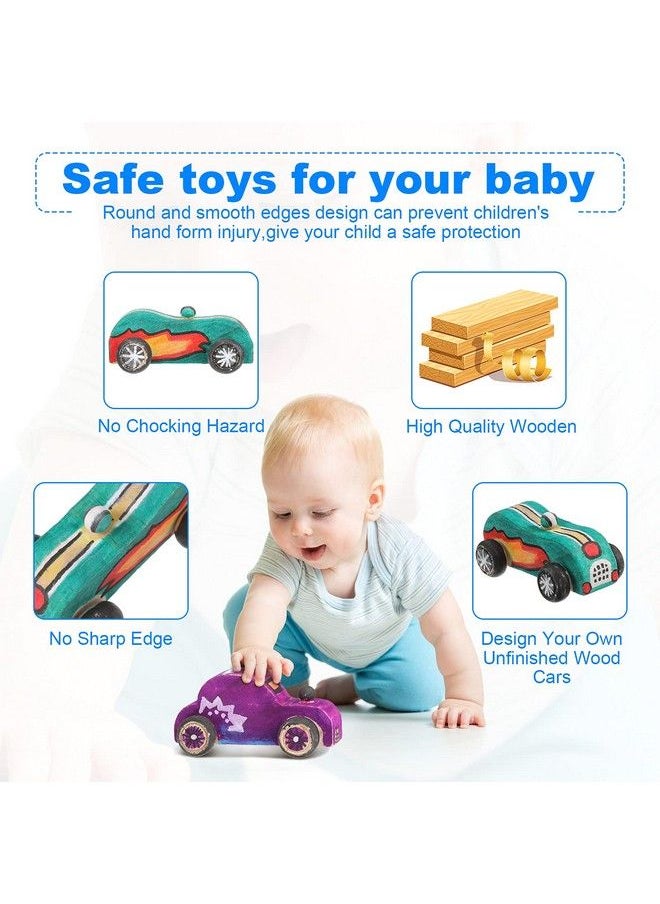 Zhanmai 6 Pieces Unfinished Wood Cars Wooden Race Car Wood Diy Car Toys Wooden Car Crafts For Students Home Activities Craft Projects Easy Woodworking And Family Time Set  - Image 5