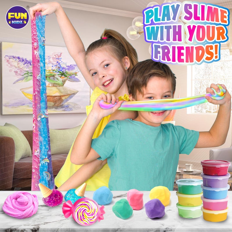 FUN KIDZ 33 Cups Jumbo Slime Kit for Kids, FunKidz Premade Ultimate Slime Pack to DIY Soft, Cloud, Clear, Butter, Glitter, Glow in Dark Slime Making Kit Party Favors Gift Toys for Girls and Boys - Image 4