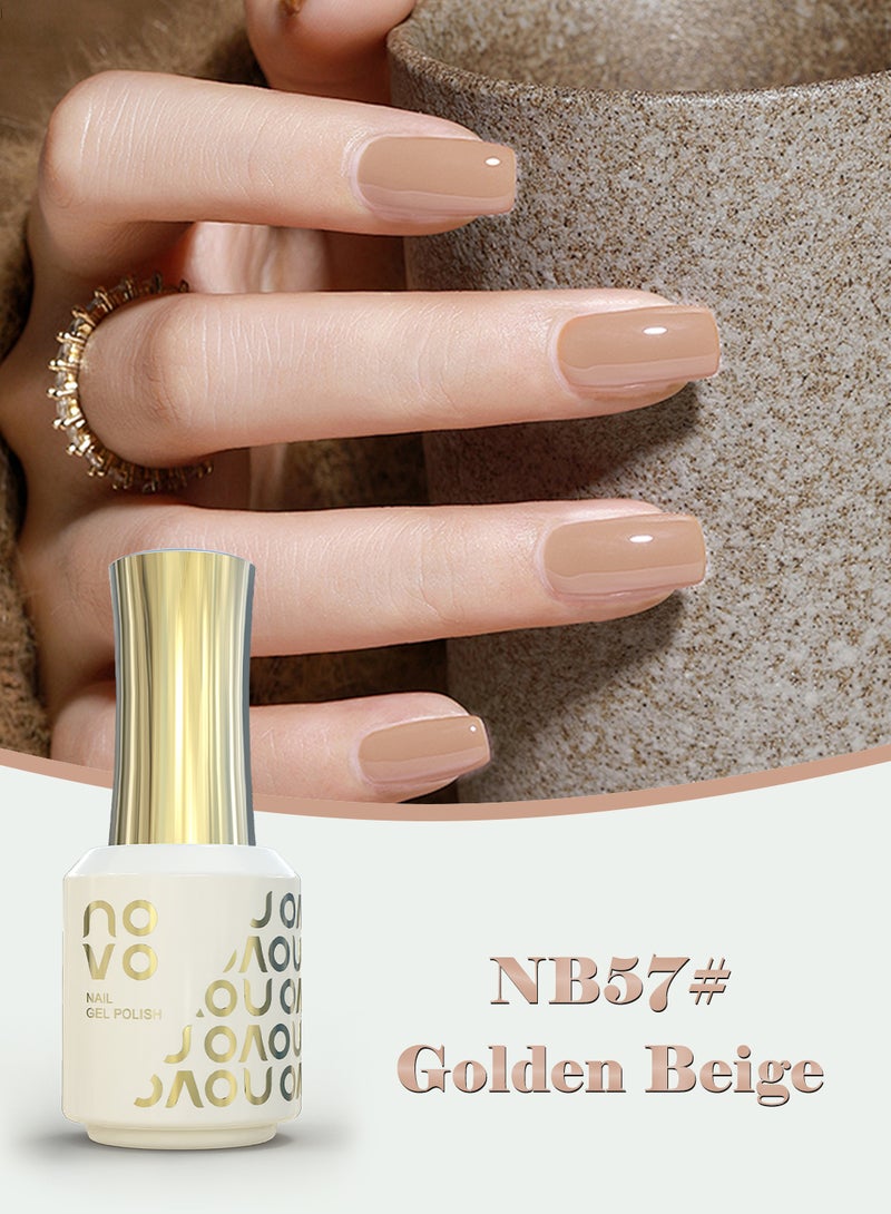 نوفو جل أظافر بقاعدة مطاطية، طلاء أظافر جل 2 في 1 قابل للغسل بمصباح LED للأظافر، تصميم فني للأظافر للنساء 12 مل NB57# بيج ذهبي - Image 2