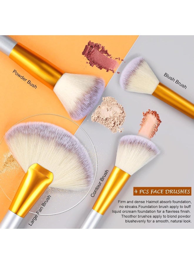 VANDER Make Up Brushes, 24Pcs Premium Cosmetic Makeup Brush Set For Foundation Blending Blush Concealer Eye Shadow, Cruelty-Free Synthetic Fiber Bristles, Travel Makeup Bag Included - Image 4