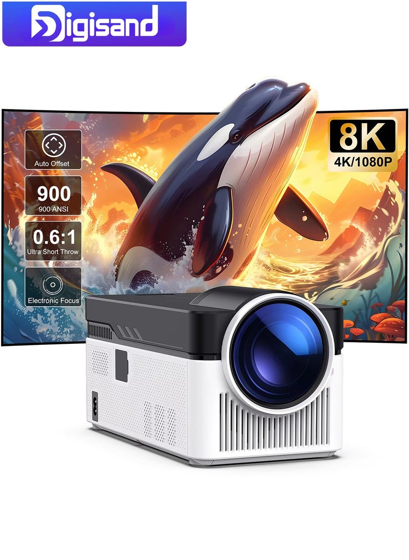 ديقيساند جهاز عرض HY450 فائق المدى قصير المدى، يدعم دقة 8K و4K و1080P، Allwinner H716 BT5.4، جهاز عرض صوتي بتركيز إلكتروني تلقائي للتصحيح، مناسب للسينما المنزلية والألعاب والمكتب  - Image 1