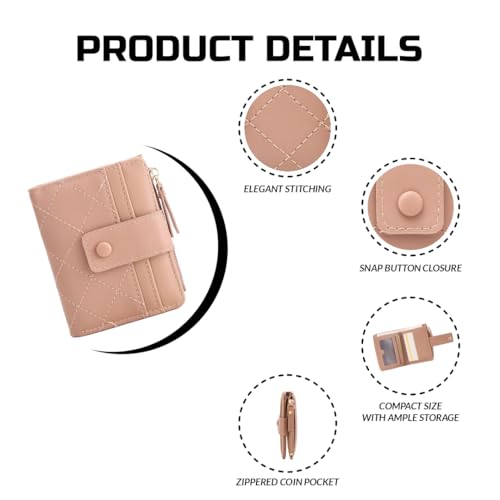 Elios Bifold Women's Wallet Vegan Leather Small Card Holder Coin Holder Compact Ladies Purse with Multiple Card Slots, Zipper Pocket and RFID Blocking | Snap Closure | Mini Purse for Women (Khakhi) - Image 4