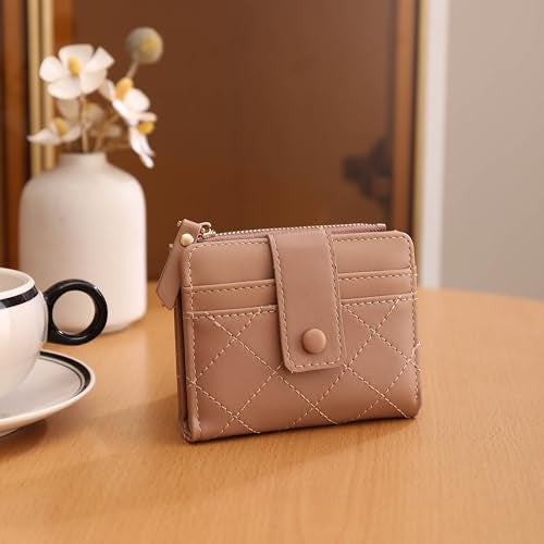 Elios Bifold Women's Wallet Vegan Leather Small Card Holder Coin Holder Compact Ladies Purse with Multiple Card Slots, Zipper Pocket and RFID Blocking | Snap Closure | Mini Purse for Women (Khakhi) - Image 3