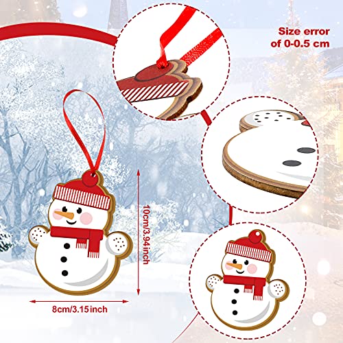 Blulu 24 Pieces Gingerbread Man Christmas Ornaments Wooden Christmas Tree Decoration Set Hanging Gingerbread House Decorations Assorted Small Decor for Xmas Tree Rustic Candy Cane Holiday Decorations - Image 3