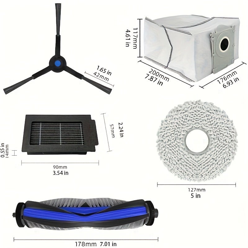 عام قطع غيار بديلة 23 قطعة لمكنسة ECOVACS DEEBOT T50 Max Pro Omni، فرشاة رئيسية، ممسحة، فلتر، أكياس غبار - Image 3