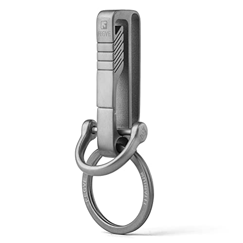 TISUR Belt Loop Keychain Clip, Titanium Carabiner Keychain Key Holder with Detachable Key Ring for Duty Belt, Car Key Chain Gifts for Men Women, BK1S+D Ring - Image 1