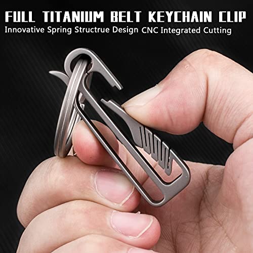 TISUR Belt Loop Keychain Clip, Titanium Carabiner Keychain Key Holder with Detachable Key Ring for Duty Belt, Car Key Chain Gifts for Men Women, BK1S+D Ring - Image 3