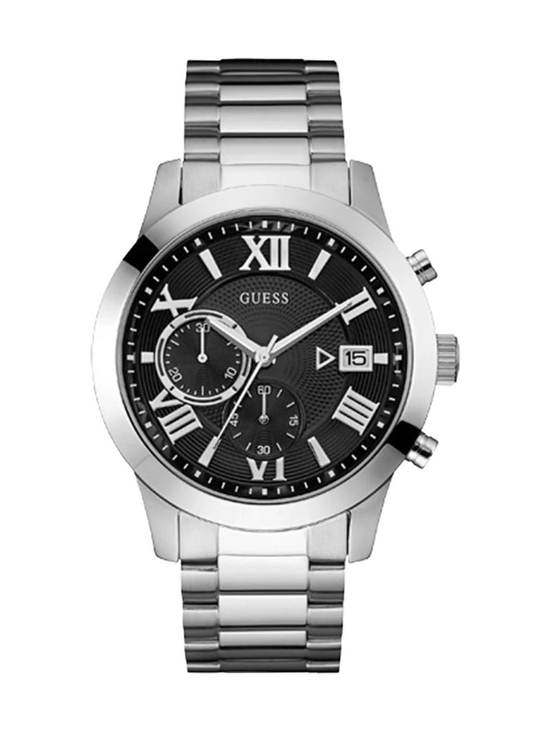 GUESS ساعة يد رجالية أطلس أنالوج كوارتز فضية من الفولاذ المقاوم للصدأ W0668G3 - 45 مم - Image 1