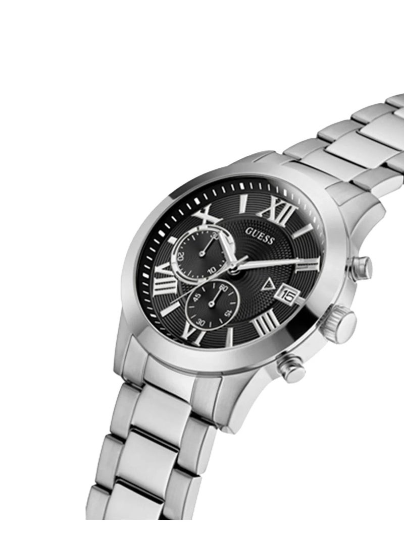 GUESS ساعة يد رجالية أطلس أنالوج كوارتز فضية من الفولاذ المقاوم للصدأ W0668G3 - 45 مم - Image 2