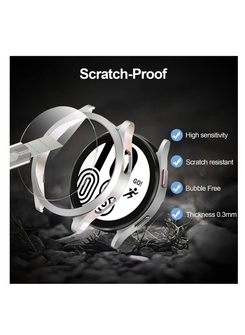 【5+5 Pack】 Compatible for Samsung Galaxy Watch 4 44mm Screen Protector Case,Matte PC Bumper Cover+5 Tempered Glass Screen Protector Films for Galaxy Watch4 Accessories - Image 4