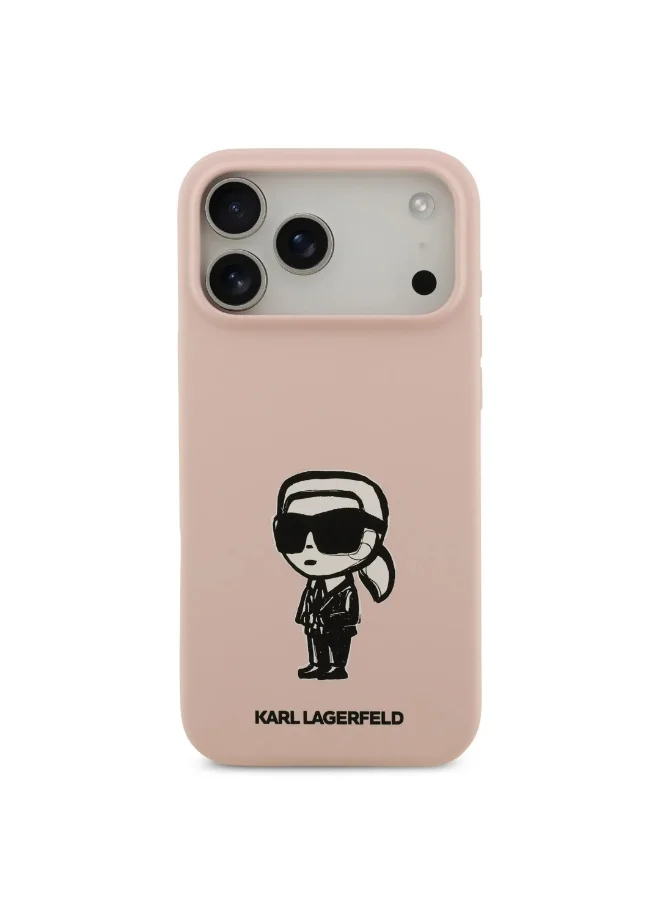 Karl Lagerfeld iPhone 17 Pro Case / Liquid Silicone Bakc Cover With Karl Sketch / Pink