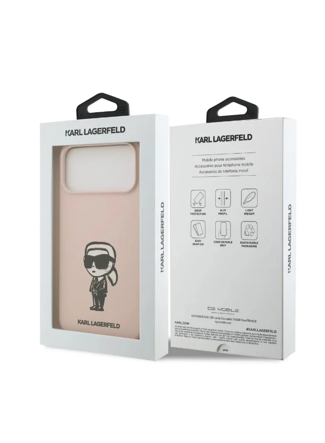 Karl Lagerfeld iPhone 17 Pro Case / Liquid Silicone Bakc Cover With Karl Sketch / Pink