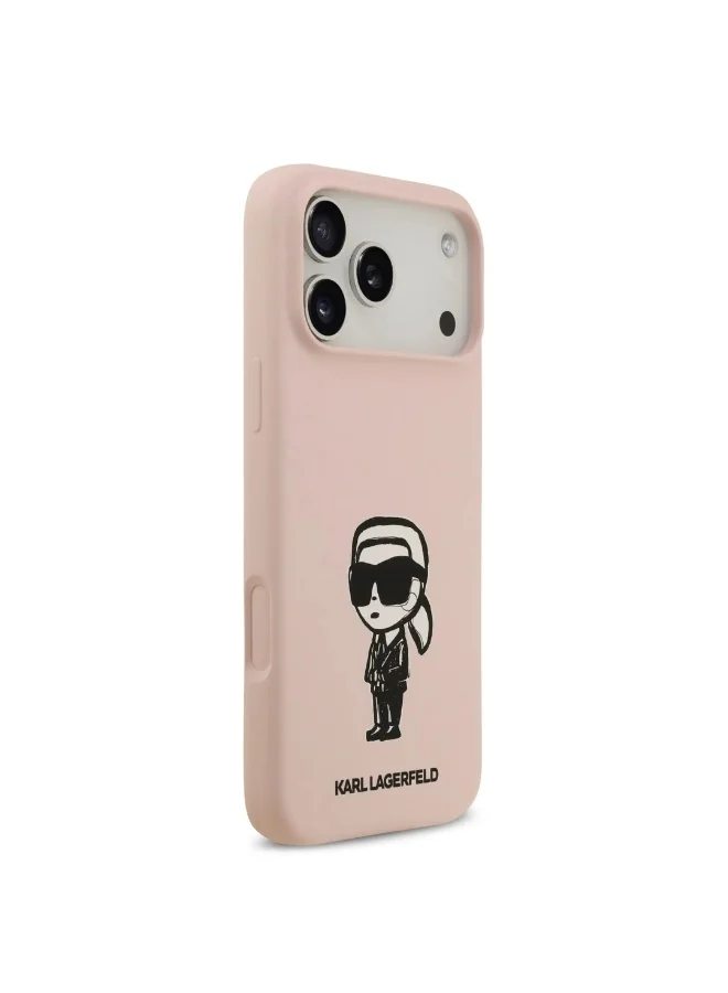 Karl Lagerfeld iPhone 17 Pro Case / Liquid Silicone Bakc Cover With Karl Sketch / Pink