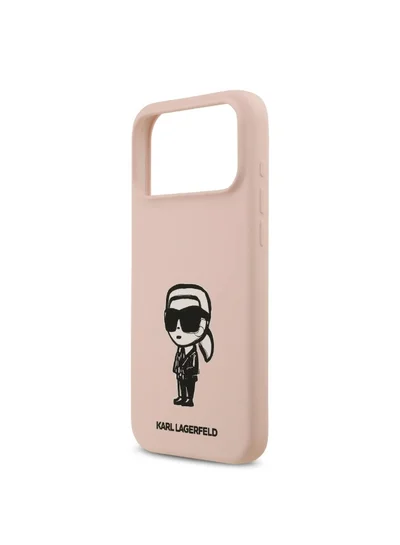Karl Lagerfeld iPhone 17 Pro Case / Liquid Silicone Bakc Cover With Karl Sketch / Pink