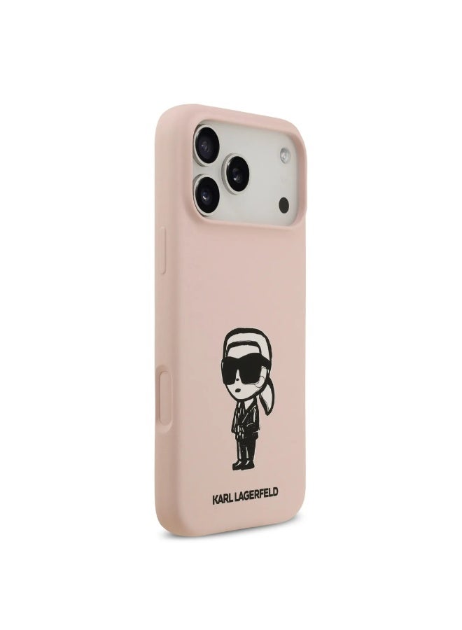 Karl Lagerfeld iPhone 17 Pro Case / Liquid Silicone Back Cover with Karl Sketch / Pink - Image 4