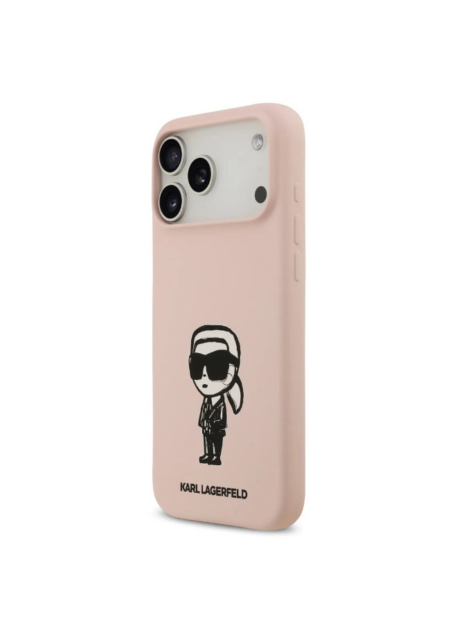 Karl Lagerfeld iPhone 17 Pro Case / Liquid Silicone Back Cover with Karl Sketch / Pink - Image 3