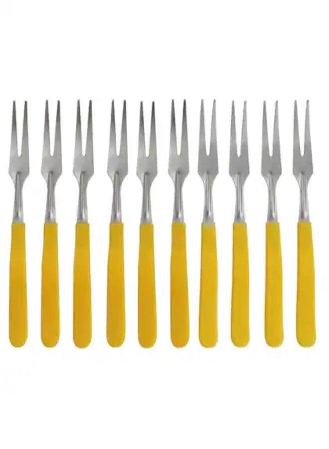 Prostuff.in® 6Pcs Stainless Steel Fruit Forks with Non-Slip Handles – Reusable Mini Appetizer Fork Set for Fruits, Snacks, Cheese, and Desserts (Multicolour) - Image 1