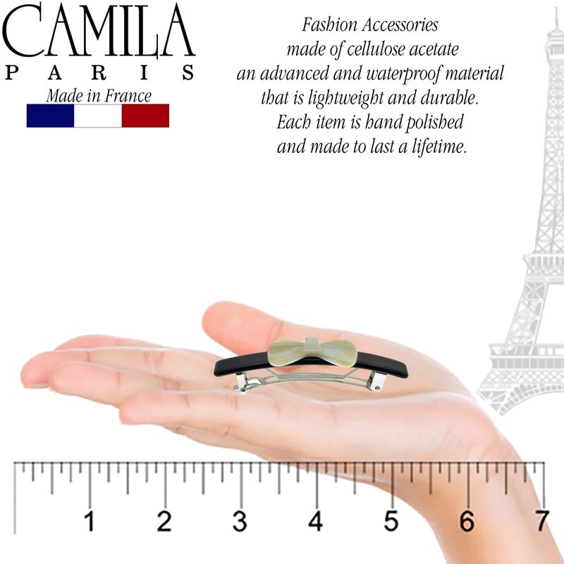 Camila Paris CP2244 French Hair Barrette Clip for Girls, Handmade Black and White, Automatic Strong Hold Grip Hair Clips for Women, No Slip and Durable Styling Girls Hair Accessories, Made in France - Image 2