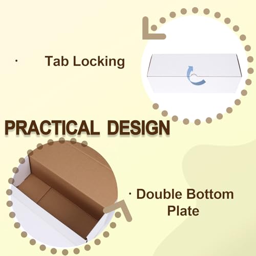 WIFTREY 12x4x4 Small Shipping Boxes set of 25, White Corrugated Cardboard Box 12''L x 4''W x 4'' H for Mailing Packing Shipping - Image 4