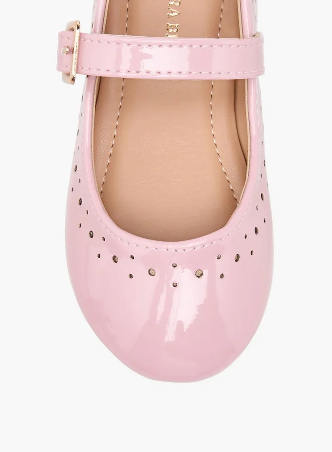 Flora Bella By Shoexpress Girls Cutout Detail Ballerina Shoes with Buckle Closure