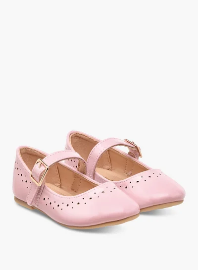 Flora Bella By Shoexpress Girls Cutout Detail Ballerina Shoes with Buckle Closure