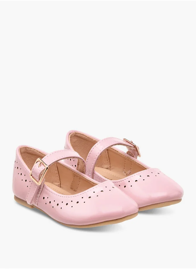 Flora Bella By Shoexpress Girls Cutout Detail Ballerina Shoes with Buckle Closure