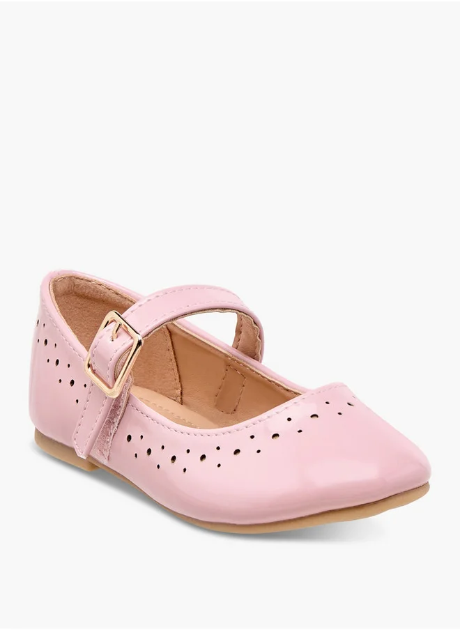 Flora Bella By Shoexpress Girls Cutout Detail Ballerina Shoes with Buckle Closure