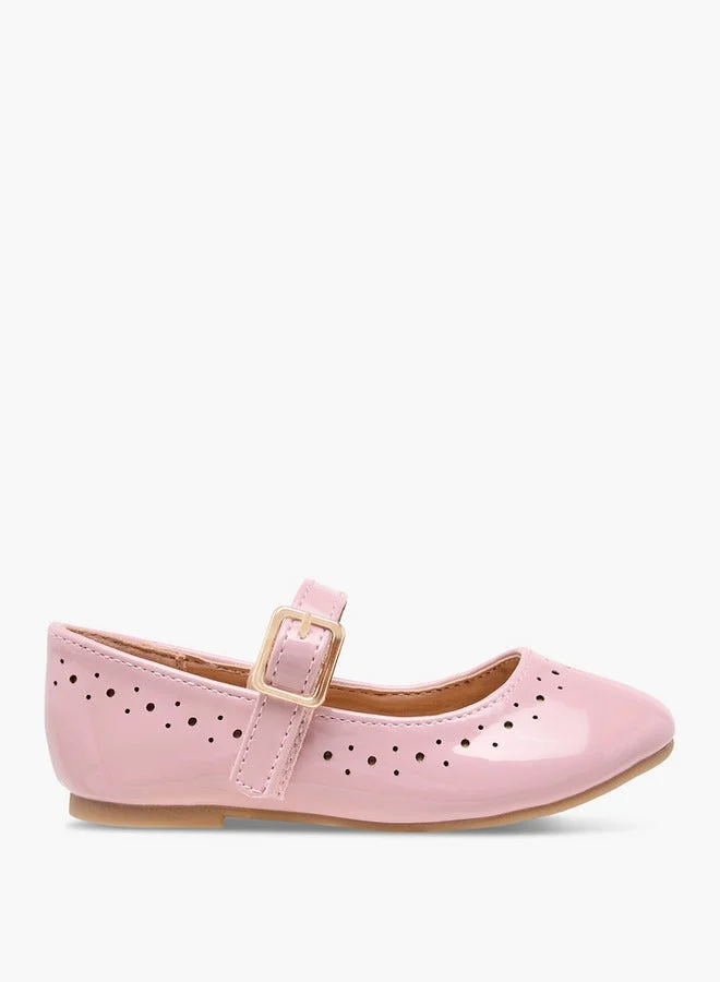 Girls Cutout Detail Ballerina Shoes with Buckle Closure