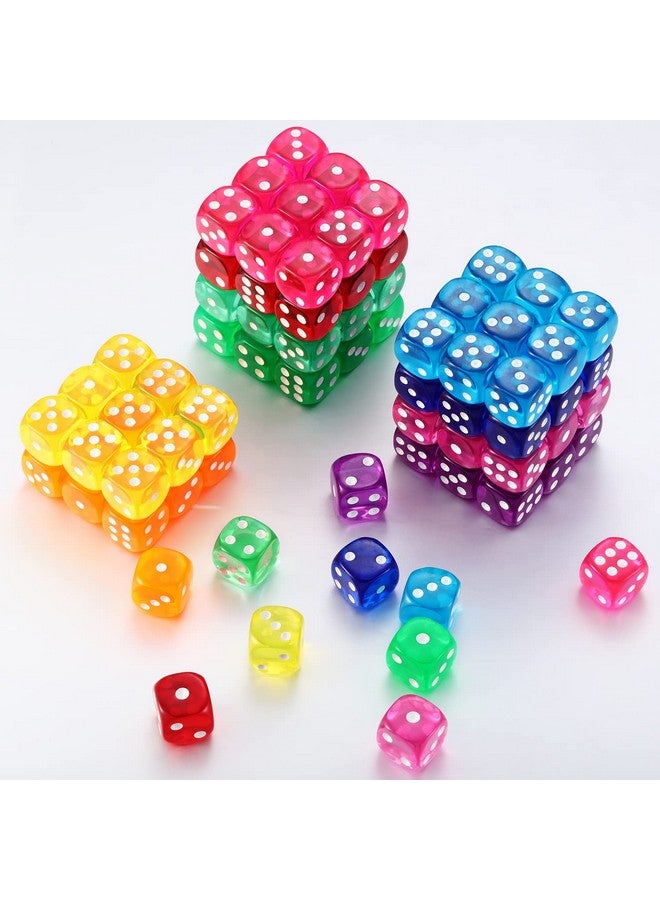 Blulu Blulu 100 PCS 6 Sided Games Dice Set, Colored Dice with Black Velvet Pouches for Playing Games, Like Board Games, Dice Games, Math Games, Party Favors and More(Rainbow Color, 14 mm)  - Image 3