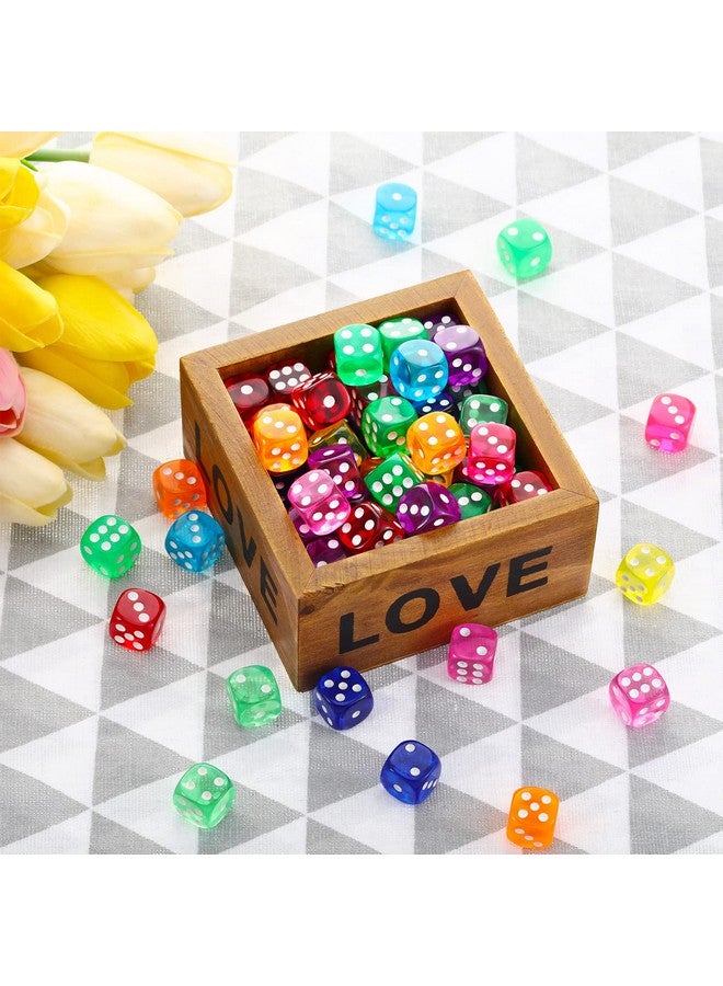 Blulu Blulu 100 PCS 6 Sided Games Dice Set, Colored Dice with Black Velvet Pouches for Playing Games, Like Board Games, Dice Games, Math Games, Party Favors and More(Rainbow Color, 14 mm)  - Image 4