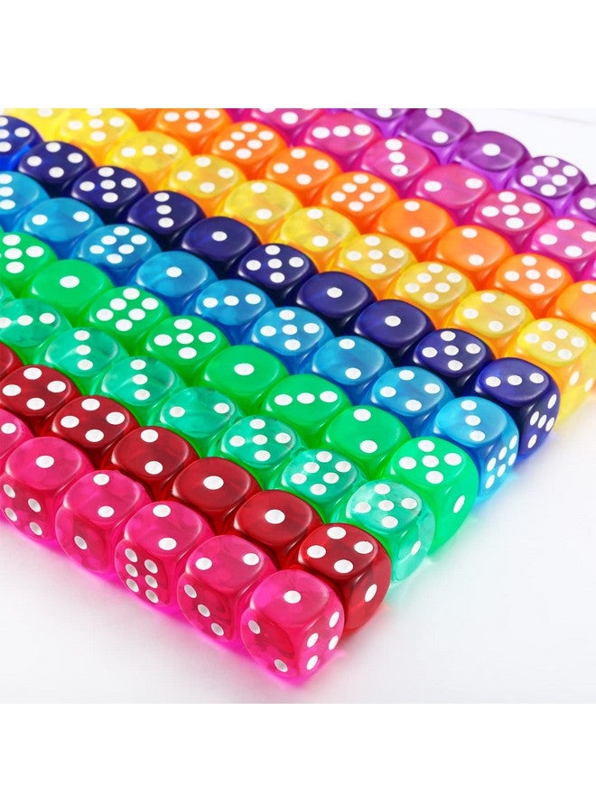 Blulu Blulu 100 PCS 6 Sided Games Dice Set, Colored Dice with Black Velvet Pouches for Playing Games, Like Board Games, Dice Games, Math Games, Party Favors and More(Rainbow Color, 14 mm)  - Image 2
